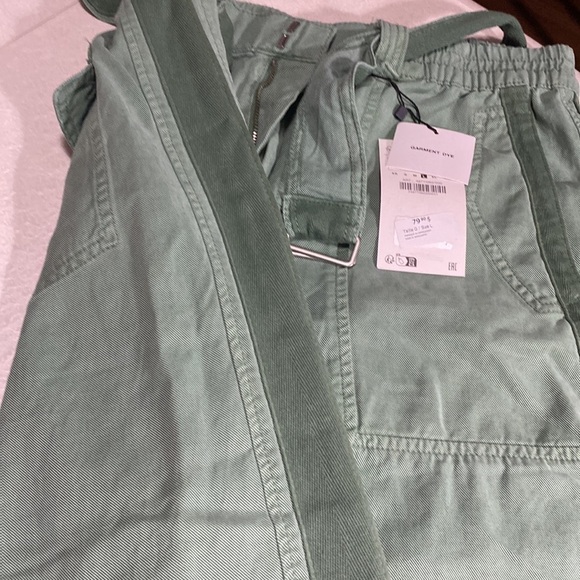 ZARA PAPERBACK PANTS WITH CONTRASTING BELT GREEN Sz L - Picture 15 of 16